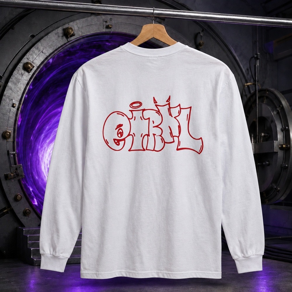 Shaka Wear O-Mighty Girl Long Sleeve Graphic Tee White Large Streetwear Boxy Fit
